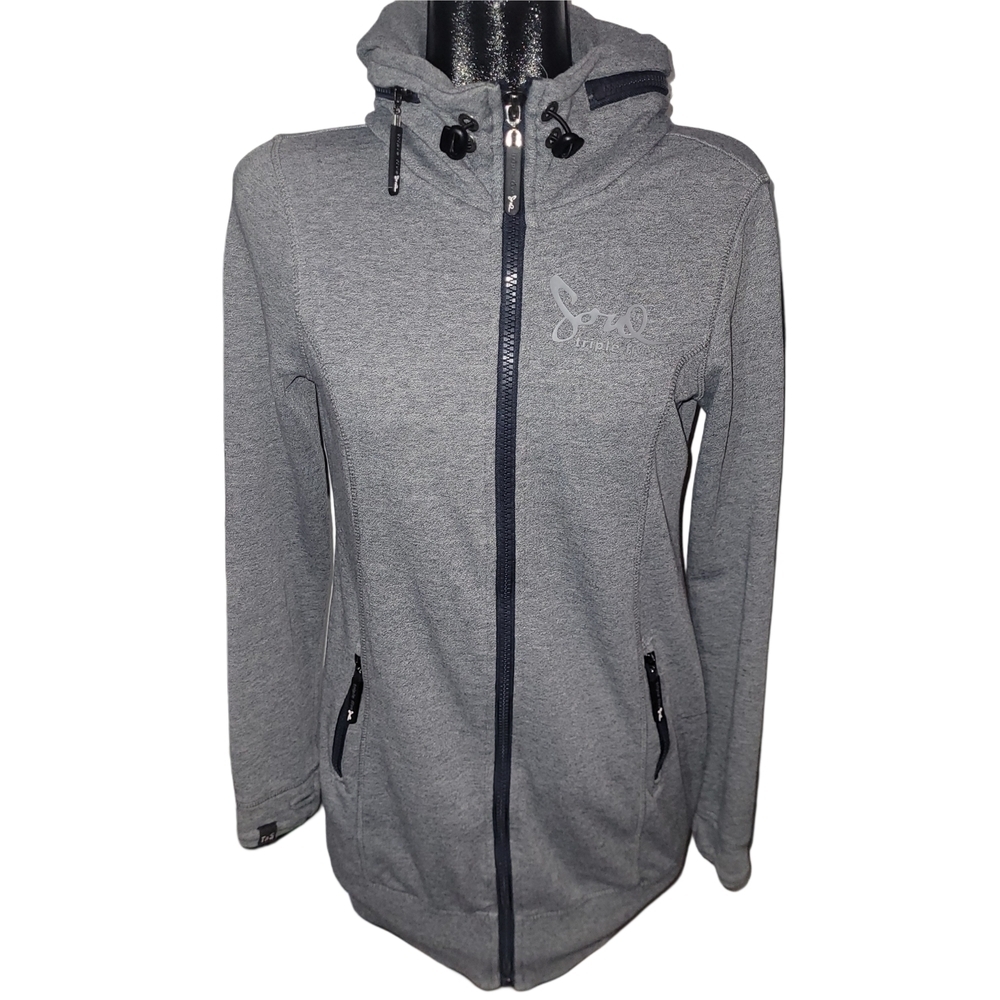 Triple Five Soul Gray Mid-length Zip Up Hoodie With Pack Away Hood S